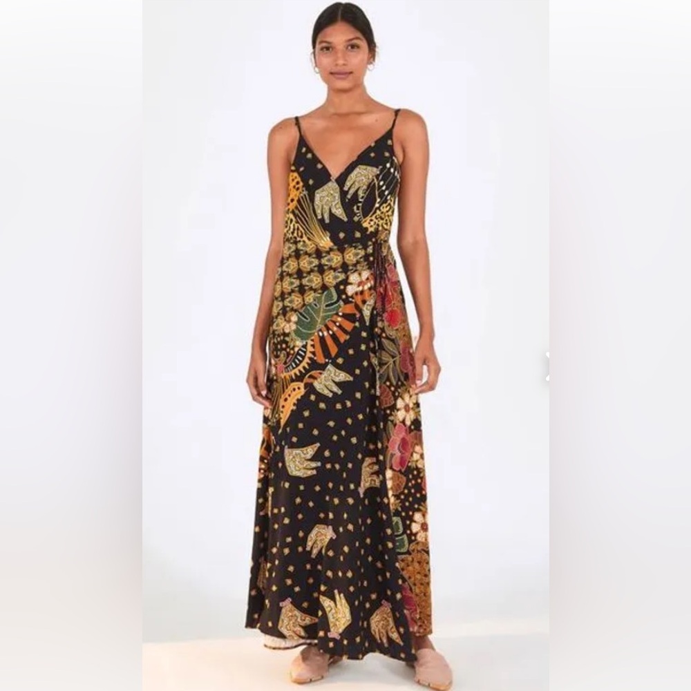 FARM Rio Black and Gold Maxi Dress